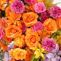 Ensemble de fleurs artificielles faites à la main en rose, orange et violet, style macaron, pour mariage, cadre photo de bienvenue, fleurs murales et allée.