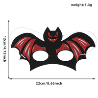 Masque de mascarade d'Halloween, motif chauve-souris et crâne, demi-visage, pour fête d'Halloween, décoration de fête, masque d'horreur, semi-fait main en caoutchouc