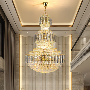 โคมไฟระย้าคริสตัลสไตล์โมเดิร์นสำหรับห้องนั่งเล่นในบ้านพักตากอากาศหรือวิลล่าที่มีเพดานสูง รุ่นใหม่ ใช้ไฟ AC ขนาดกลาง - Product Image 4