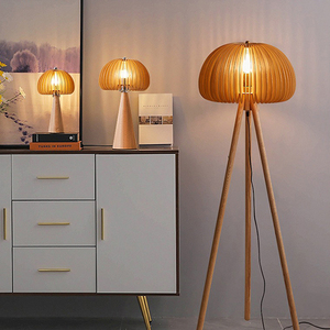 Modern Bamboo and <b>Rattan</b> Floor <b>Lamp</b> with Single Pendant Design LED Light Source Metal <b>Lamp</b> Body Wholesale - Product Image 6