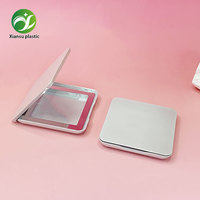 Boîtes d'emballage cosmétiques en gros, écologiques, portables, carrées, en plastique, pour poudre compacte et blush, avec miroir