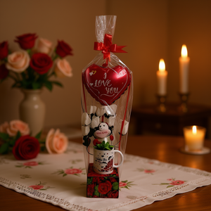 Coffret cadeau pour la Saint-Valentin avec ballon en forme de cœur et tasse pour les réunions de famille, décorations de fête - Product Image 2