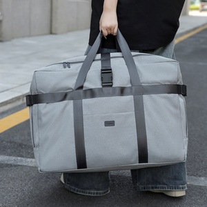 Travel Carry On Bag Foldable <b>Luggage</b> Organizer Gray Unisex Trip Use <b>Soft</b> Handle - Product Image 2