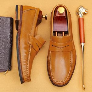 Mocasines de Hombre Ligeros de Cuero de Caballo con Cierre de Cordones, Zapatos Casuales de Negocios, Transpirables y Desodorantes, de Cuero Genuino - Product Image 4