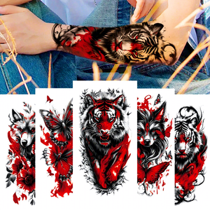 Nouveaux autocollants de <span class=keywords><strong>tatouage</strong></span> photochromiques imprimés par transfert d'eau, imperméables, résistants à la transpiration, pour usage extérieur, motif tigre/loup/animal - Product Image 1