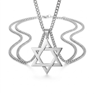 Star Pendant Necklace Stainless Steel Cuban <b>Chain</b> Gold Silver <b>Black</b> Unisex Everyday Wear - Product Image 2