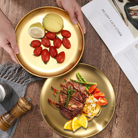 Plateau en acier inoxydable argent or assiette alimentaire en métal de luxe plat de service