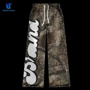 定制100% 棉迷彩拉链夹克DTG数码印花裁剪重量级水钻连帽衫和运动裤慢跑套装 - Product Image 4