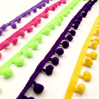 Bordure en dentelle à pompons colorés et franges pour accessoires de couture DIY