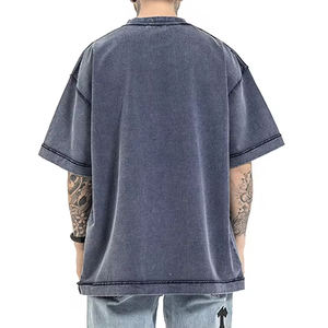 Camiseta de Hombre de Moda Casual, de Media Manga, Lisa, Extra Grande, con Logotipo Personalizado, 100% Algodón, Estilo Vintage, Lavada al Ácido - Product Image 5