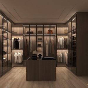 Armadio Walk-In con struttura In alluminio grigio alla moda con illuminazione integrata - Product Image 3