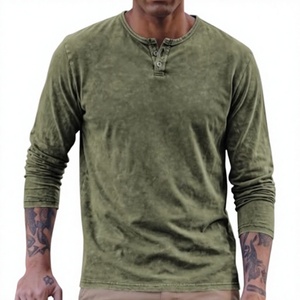 <b>Men's</b> <b>Long</b> <b>Sleeve</b> <b>Henley</b> Shirt Flannel Pullover Casual Button Front Tee Custom Color Winter Wear - Product Image 5