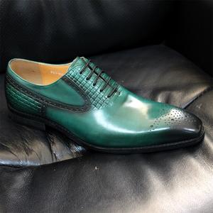 حذاء رسمي من الجلد للمناسبات, حذاء رسمي من الجلد مناسب للحفلات وحفلات الزفاف ، أسود فاخر من البروغ ، حذاء أكسفورد - Product Image 3