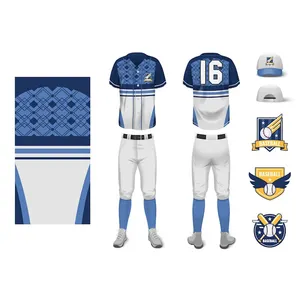 Oem Custom Performance Sublimation Baseball Uniform Youth Baseball Jersey V Neck Baseball Uniform Set