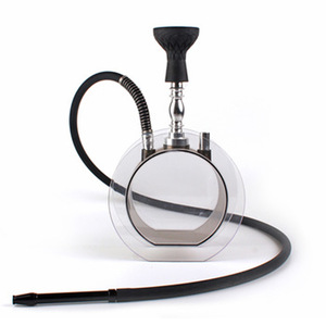 Ensemble de chicha ronde en acrylique avec tuyau noir et télécommande pour fumer - Product Image 5