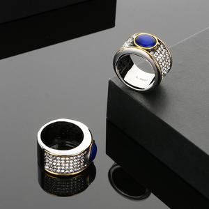 Bracelet Hip Hop en Acier Titane Entièrement Sertie de Diamants, Bague Homme Vintage de Luxe Française en Acier Titane avec Diamants et Saphirs - Product Image 6