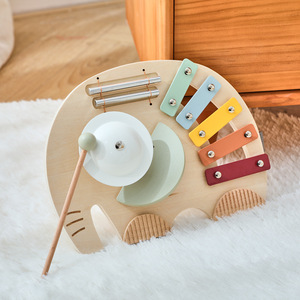 Xylophone en bois multifonctionnel en forme d'éléphant, instrument de musique avec maillet, touches multicolores et cloche, idéal pour l'éducation - Vente en gros à chaud - Product Image 5