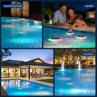 Lumière solaire pour piscine RGB, étanche IP67, éclairage LED flottant pour piscine extérieure avec télécommande, angle de faisceau de 360°