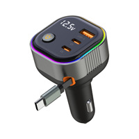 Pengisi Daya Mobil USB Type-C Retractable Grosir, Pengisi Daya Soket Pemantik Rokok, Lampu Indikator Daya LED, Pengisi Daya Kendaraan