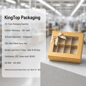 Boîte cadeau rigide dorée métallisée avec fenêtre, impression personnalisée pour chocolats et snacks, avec ruban, qualité supérieure, vente en gros, directement de l'usine - Product Image 3