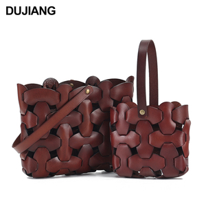 Nuovissima moda Casual Tote Bag <span class=keywords><strong>per</strong></span> <span class=keywords><strong>bambine</strong></span> Designer fatto a mano in vera pelle tessitura a chiusura aperta Color caffè - Product Image 1