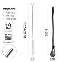 Ensemble de pailles à yerba mate en acier inoxydable, bombilla, filtre réutilisable, cuillère à boire, paille avec brosse de nettoyage pour thé en feuilles