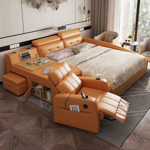 <span class=keywords><strong>Lit</strong></span> en cuir intelligent de luxe pour chambre à coucher: fauteuil de massage <span class=keywords><strong>Coffre</strong></span>-fort Divers compartiments de <span class=keywords><strong>rangement</strong></span> Haut-parleurs Bluetooth et surface de <span class=keywords><strong>lit</strong></span> relevable - Product Image 6