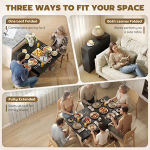 Mesa de Cocina Plegable SENYU con Estante de Almacenamiento y 2 Cajones, Mesa de Comedor Extensible Móvil que Ahorra Espacio - Product Image 5