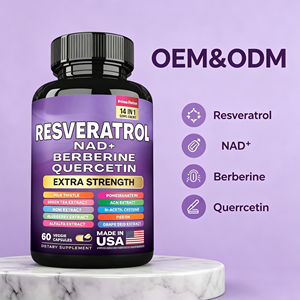 Cápsulas de Resveratrol NAD+ OEM, Suplemento Herbal Antioxidante, Fórmula 14 <span class=keywords><strong>en</strong></span> 1, Frasco de 60 Unidades - Product Image 1