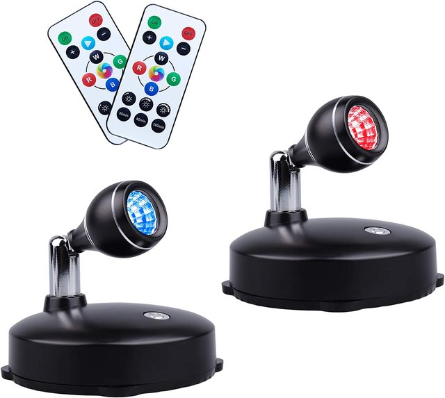 RGBW Battery Operated Rechargeable Mini Stick up LED Dimmable Accent Paintings Pictures Spot Light Indoor with Remote