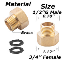Konektor Pipa Kuningan Reducer Hex Nipple Selang Taman Air Tembaga 1/2 Inch 3/4 Inch Adaptor Ulir Jantan ke Betina