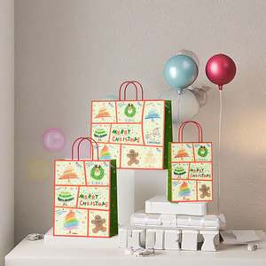 Sac de shopping en papier kraft blanc brun classique durable avec logo personnalisé imprimé avec poignée en corde de coton - Product Image 3