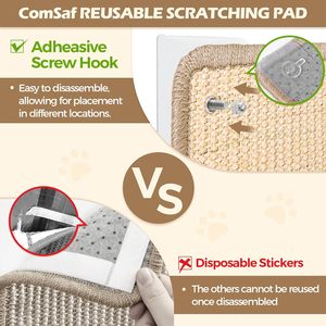 <span class=keywords><strong>Albero</strong></span> per Gatti da Interno in Sisal e Legno con Opzioni da Pavimento e da Parete e Viti Adesive - Product Image 4