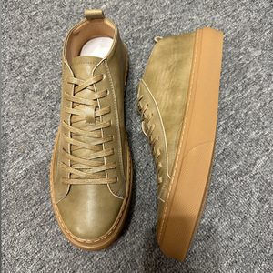 Chaussures montantes en cuir véritable pour hommes, bout rond, couleur unie, légères, respirantes, chaudes, baskets décontractées automne-hiver 2025 - Product Image 3