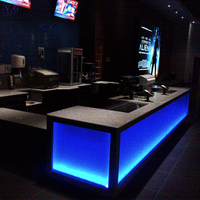 Comptoir à popcorn lumineux à LED pour cinéma, bar à domicile, restaurant, hôtel - Design moderne, surface solide + verre trempé