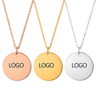 Disque vierge pendentif collier personnalisé en argent 925 14K 18K 24K plaqué or pièce ronde pendentif collier en gros bijoux fins