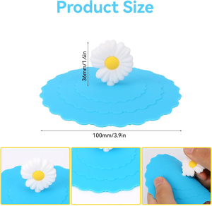 Foldable Reusable Eco-Friendly Heat Resistant Silicone Lids DIY Custom Cartoon 10cm <b>Cups</b> <b>Saucers</b> Bulk Package for Business Gifts - Product Image 2