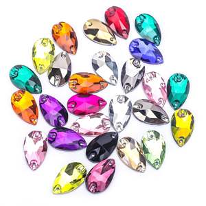 VC gros haute brillant larme dos plat coudre sur strass en vrac verre cristal pierres pour robe sacs chaussures vêtement décoration - Product Image 3