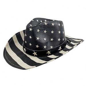 Wholesale Vintage American Flag <b>Hat</b> Straw Cowboy <b>Hat</b> <b>for</b> Festive - Product Image 5