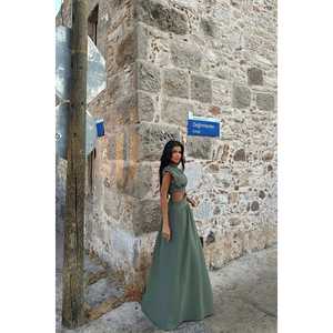 Robe longue unie kaki, décontractée, formelle, pour les fêtes, de haute qualité, tailles XS à 6XL, taille empire, longueur genou, approvisionnement ODM - Product Image 4