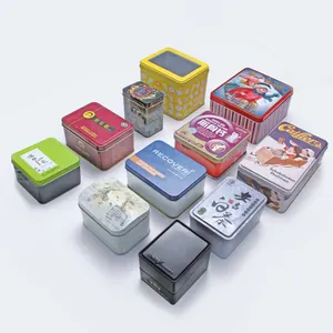 Contenedor de Metal impreso personalizado, caja de hojalata de alta calidad con forma cuadrada rectangular, para pastel de Chocolate, galletas, 3500 + moldes
