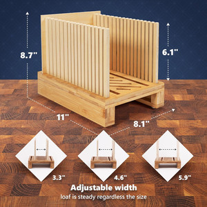 Nhỏ gọn có thể gập lại Loaf Cutter có thể điều chỉnh <span class=keywords><strong>Slice</strong></span> Chiều rộng bánh mì slicing hướng dẫn tre bánh mì Slicer cho tự chế bánh mì - Product Image 5