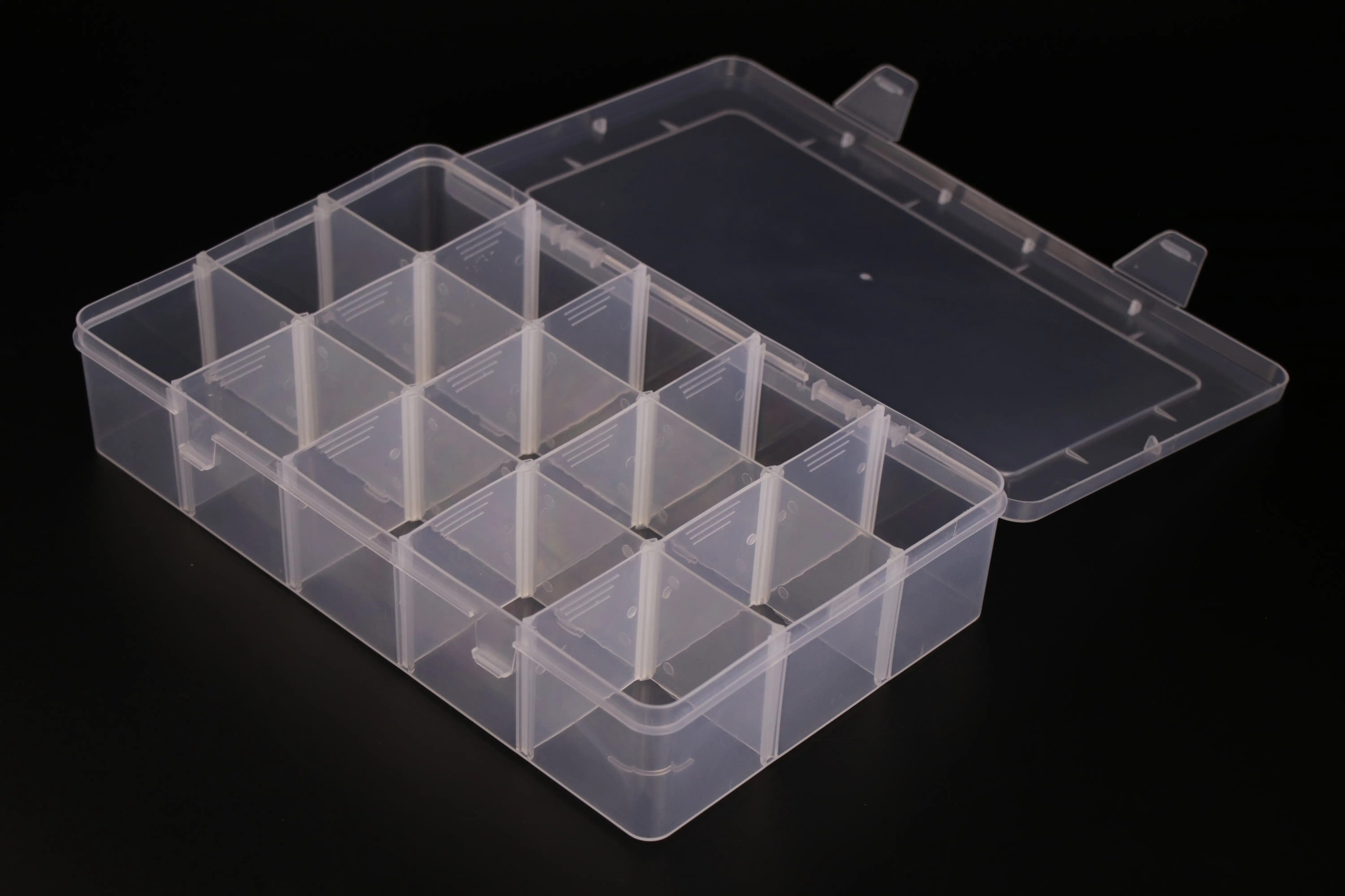New product easy carry big 15 grid jewelry beads transparent plastic storage box