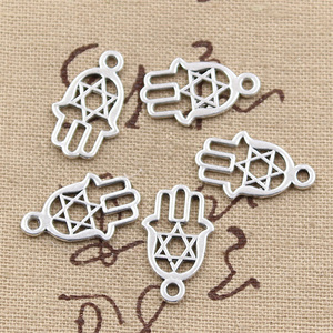 Dijes <span class=keywords><strong>Hamsa</strong></span> mano <span class=keywords><strong>ESTRELLA</strong></span> <span class=keywords><strong>DE</strong></span> <span class=keywords><strong>David</strong></span> hexagrama 20x12mm colgantes <span class=keywords><strong>de</strong></span> Color plata tibetana joyería antigua fabricación artesanal DIY - Product Image 5