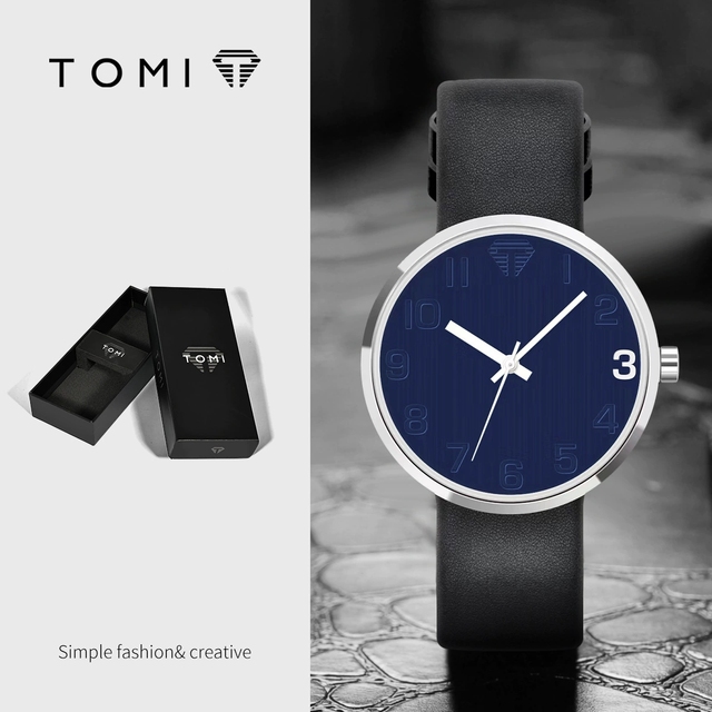 TOMI T089 Wholesale Quartz Watch for Unisex Simple Design Leather Strap Pointer Display Customized Clock Fashionable Wristwatch