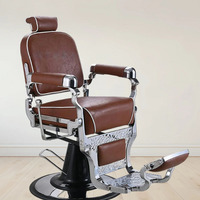 Fauteuil de Barbier Hydraulique Vintage Blanc Doré de Luxe pour Salon de Coiffure et de Beauté, Mobilier de Salon, Fauteuil de Coiffage