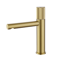 Robinet de lavabo monotrou en or brossé avec cartouche céramique et poignée unique pour lavabo de salle de bain