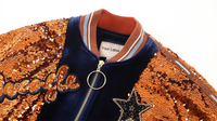 Blouson Bomber Doré Scintillant à Paillettes pour Filles, Enfants et Tout-Petits, avec Écussons Brodés, Fermeture Éclair, Manches Longues, Automne, Écologique et Respirant