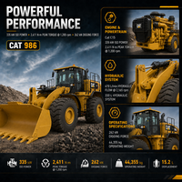 Chargeuse frontale Cat 986 de 44,4 tonnes avec godet de 5,0-10,3 m³ pour le chargement en carrière