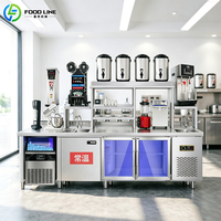 Leveranciers van bubble tea werkbanken, boba tea shops in Europa, melkthee werkstations met spoelbak